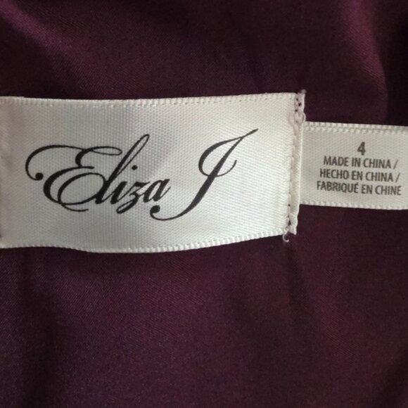 Eliza J Burgundy Floral Long Sleeve Tiered Dress Size 4 - Picture 10 of 12